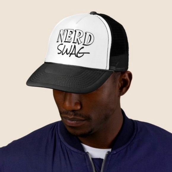 Nerd Swag Snapback Trucker Hat / Cap Black & White